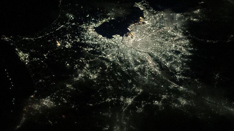 ISSから撮影された日本の夜景（関東地方）