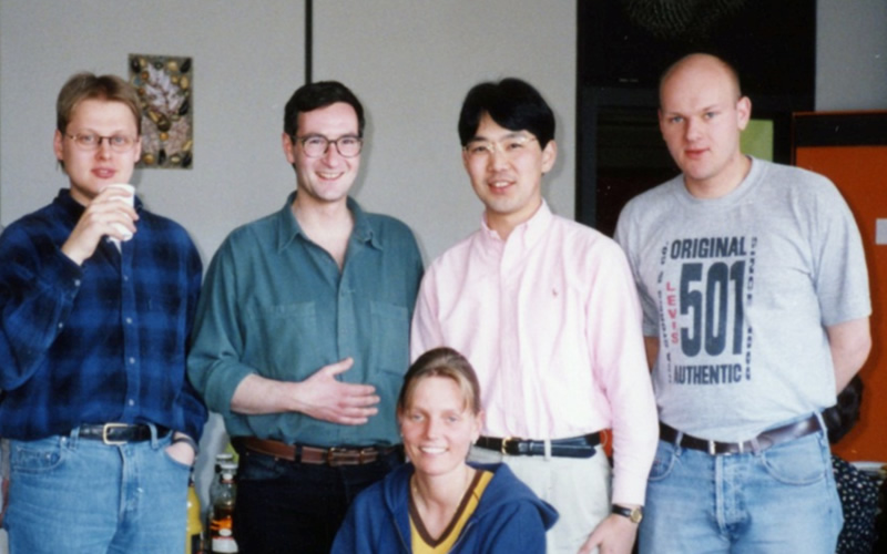 With lab members in Germany, 1997.