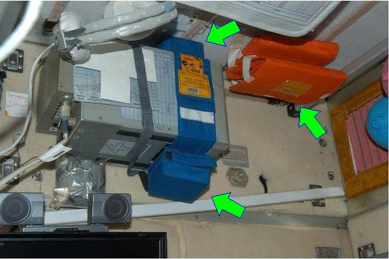 Dosimeters installed on the shielding block inside the Russian service module, Zvezda